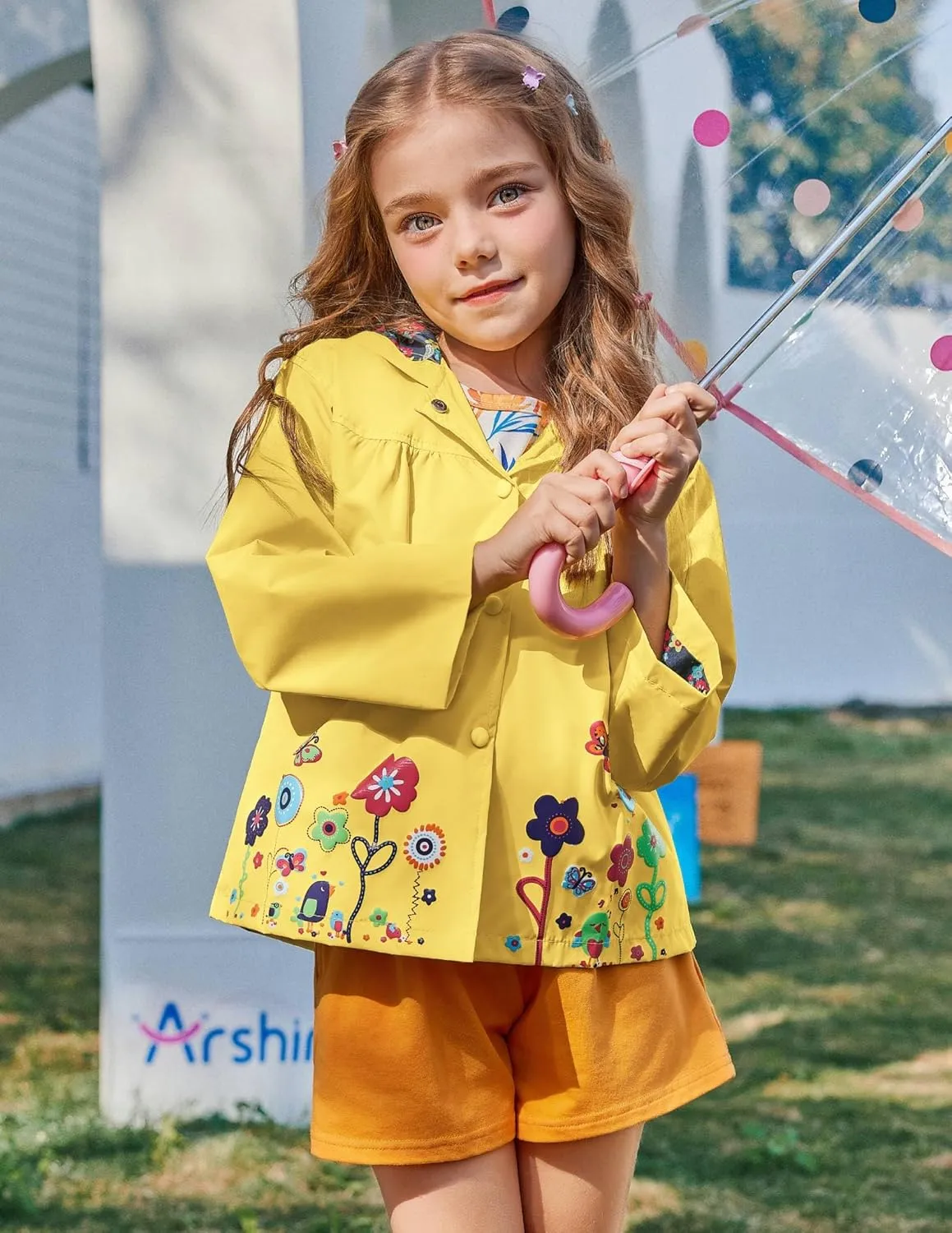 Arshiner Girl Baby Kid Waterproof Hooded Coat Jacket Outwear Raincoat Hoodies