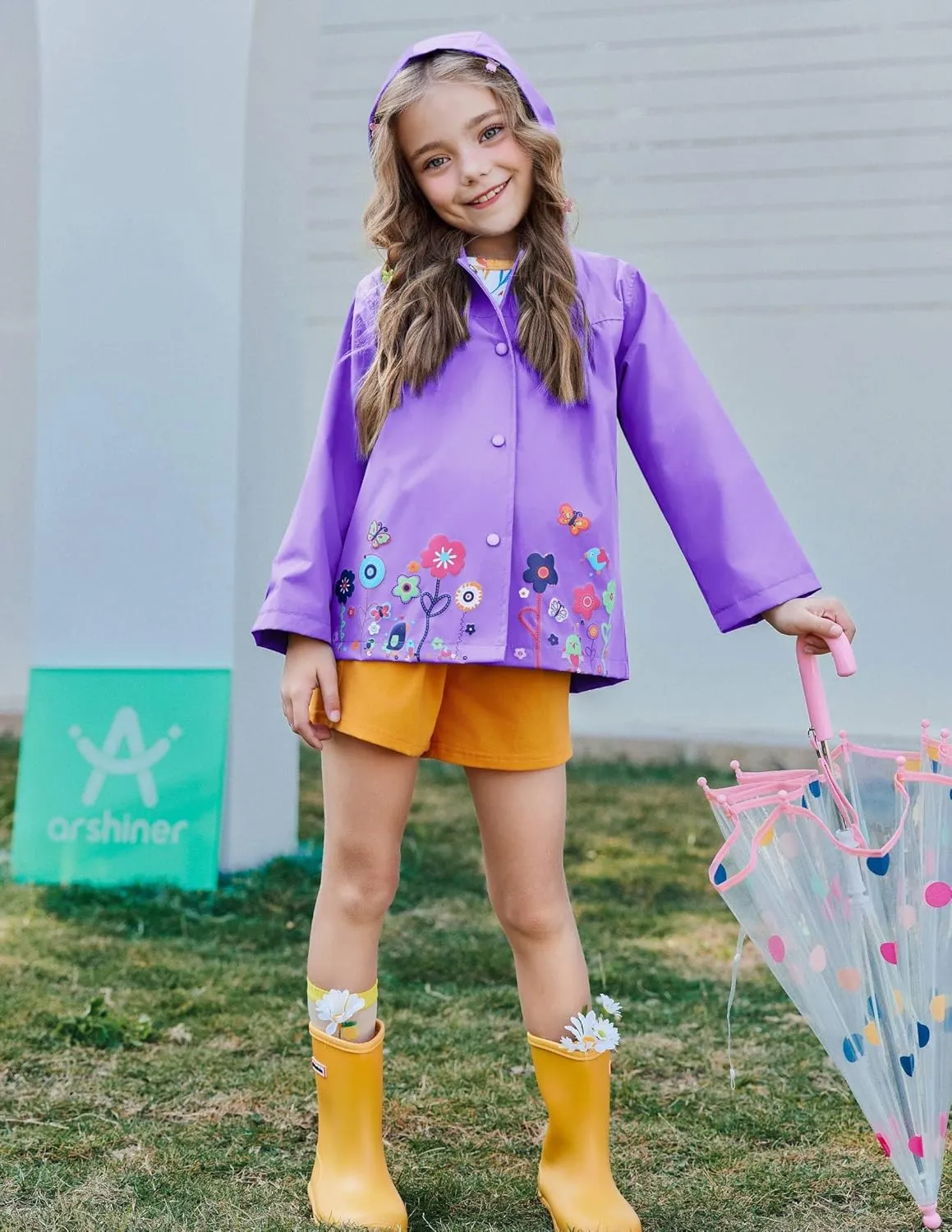 Arshiner Girl Baby Kid Waterproof Hooded Coat Jacket Outwear Raincoat Hoodies