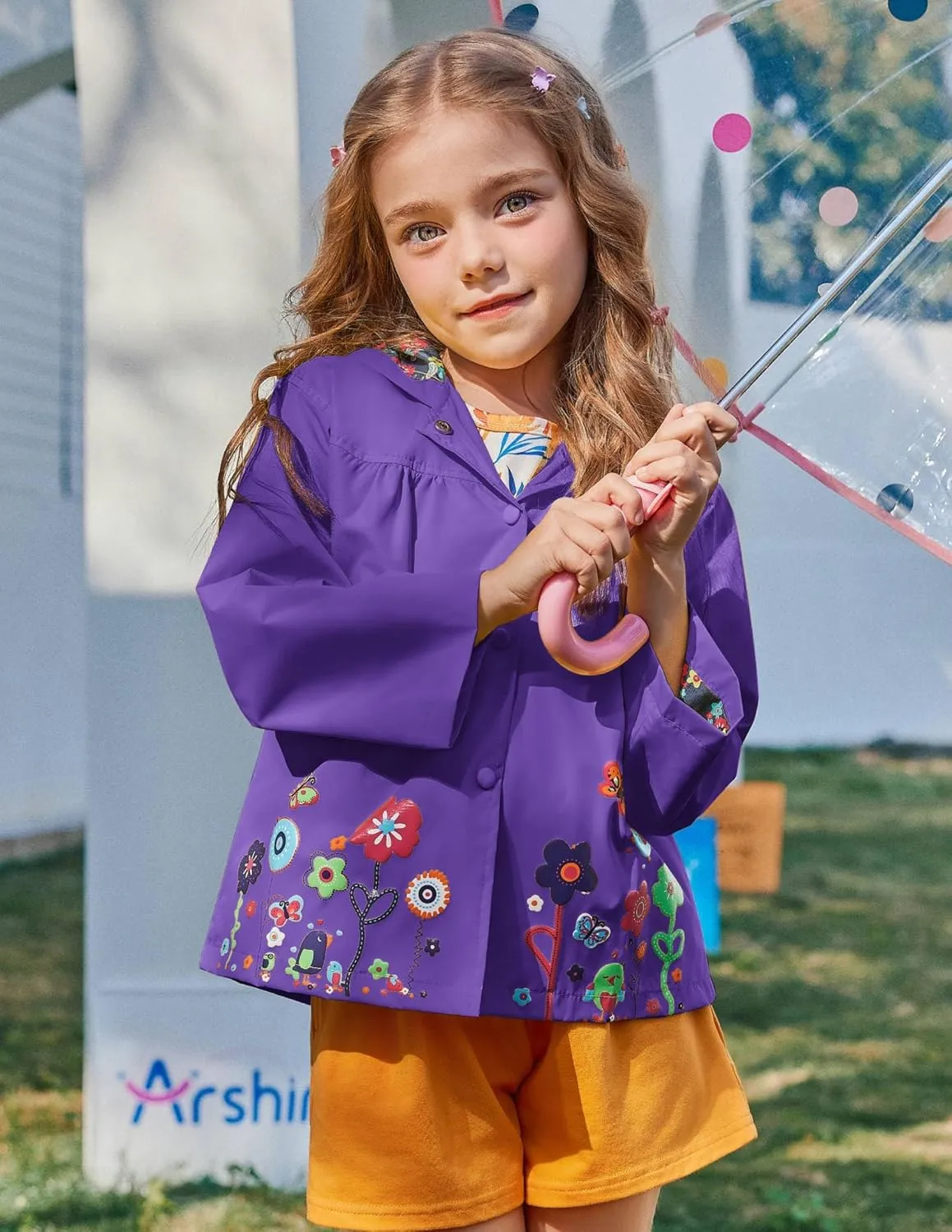Arshiner Girl Baby Kid Waterproof Hooded Coat Jacket Outwear Raincoat Hoodies