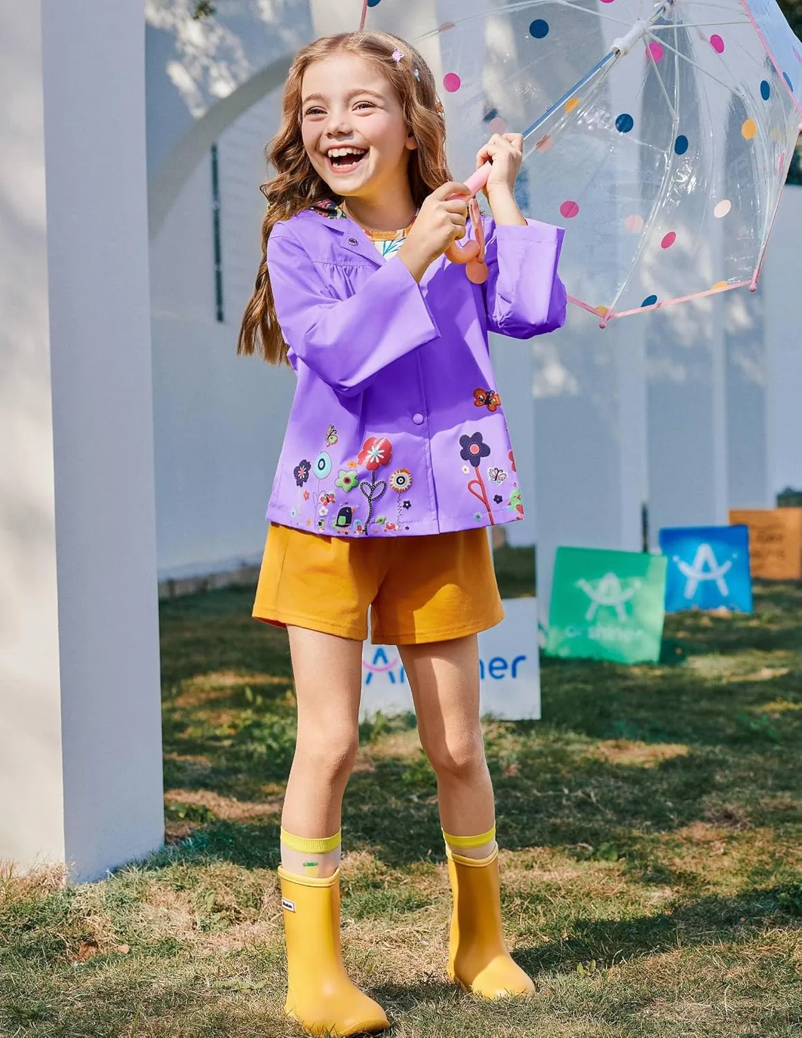 Arshiner Girl Baby Kid Waterproof Hooded Coat Jacket Outwear Raincoat Hoodies
