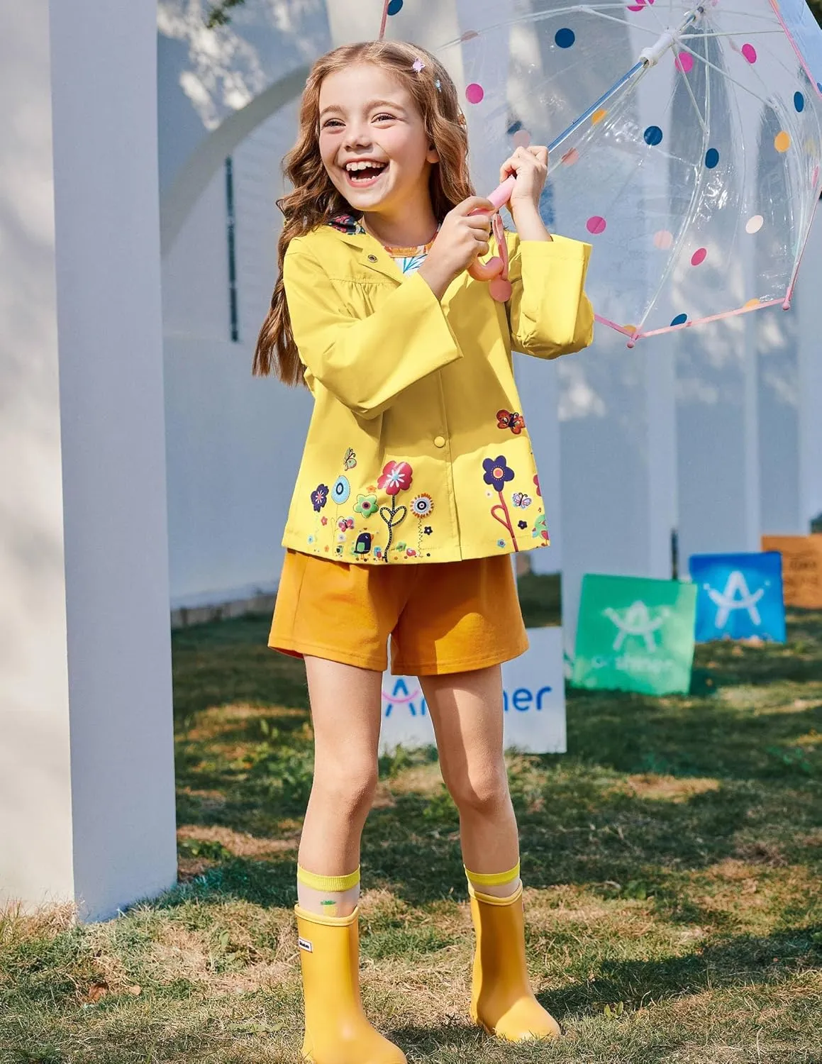 Arshiner Girl Baby Kid Waterproof Hooded Coat Jacket Outwear Raincoat Hoodies