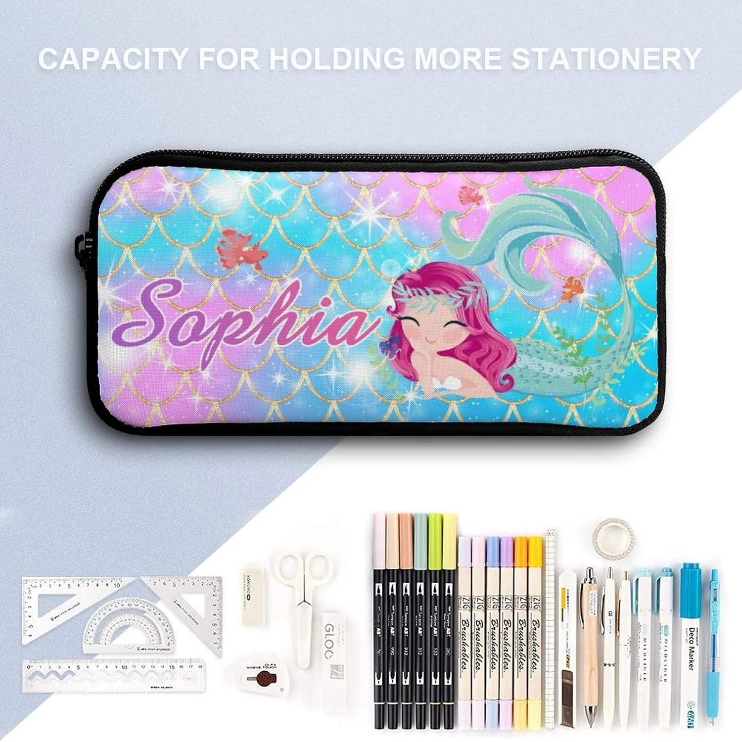 Artsadd Mermaid Backpack with Name Personalized Mermaid Gifts Bags Name Backpack Travel Laptop Backpack 3 Piece Backpack Set