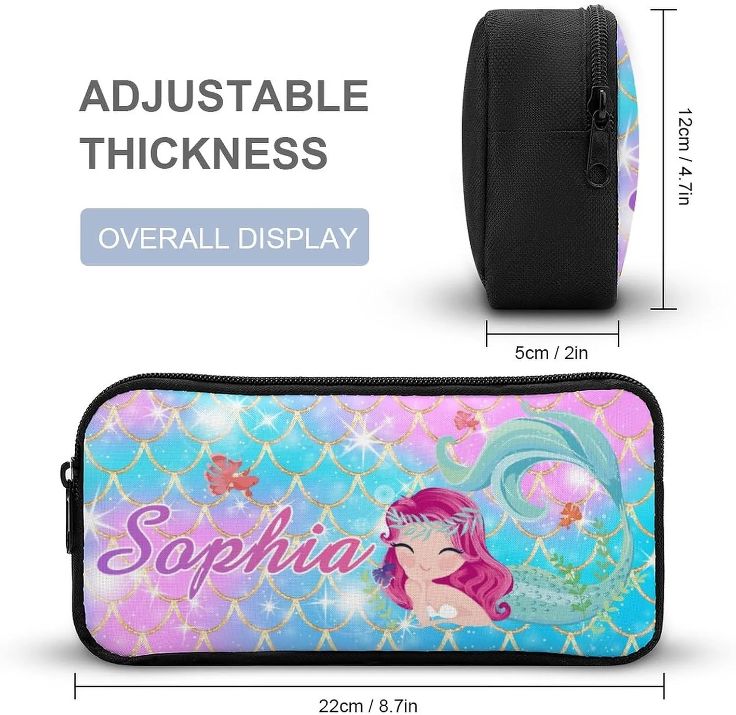 Artsadd Mermaid Backpack with Name Personalized Mermaid Gifts Bags Name Backpack Travel Laptop Backpack 3 Piece Backpack Set