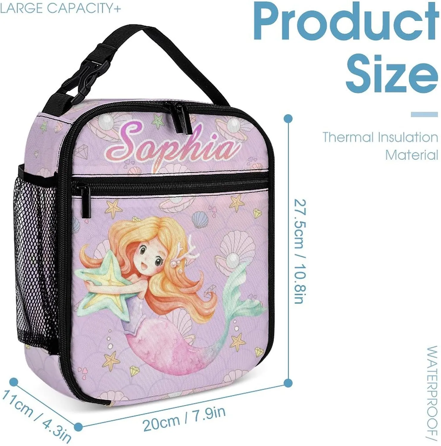 Artsadd Mermaid Backpack with Name Personalized Mermaid Gifts Mermaid Stuff Travel Laptop Backpack 3 Piece Backpack Set