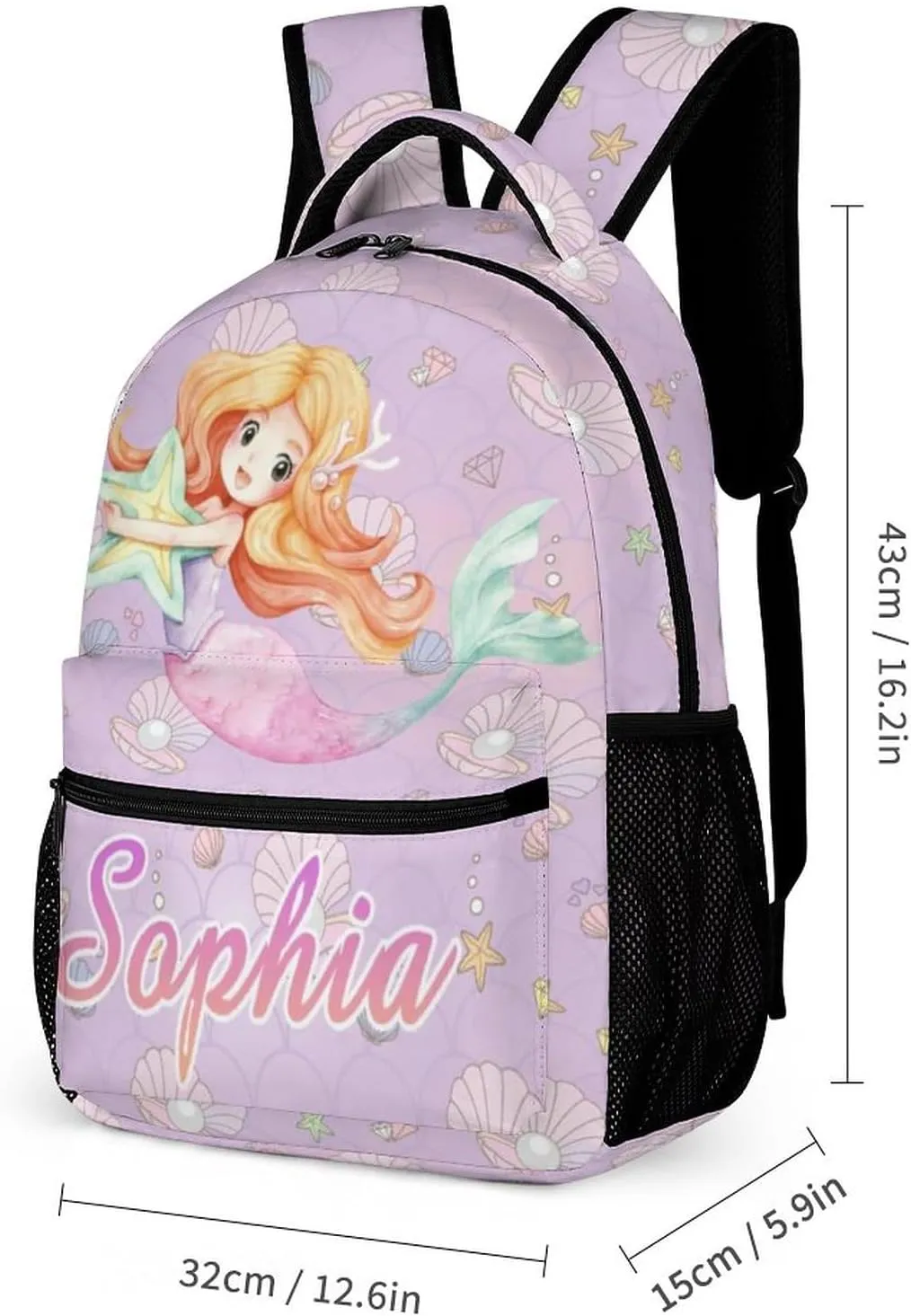 Artsadd Mermaid Backpack with Name Personalized Mermaid Gifts Mermaid Stuff Travel Laptop Backpack 3 Piece Backpack Set