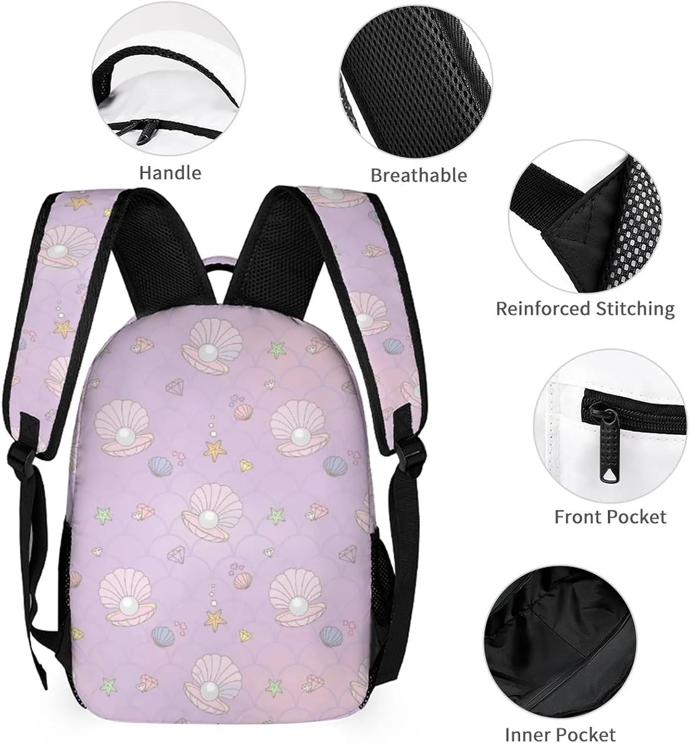 Artsadd Mermaid Backpack with Name Personalized Mermaid Gifts Mermaid Stuff Travel Laptop Backpack 3 Piece Backpack Set