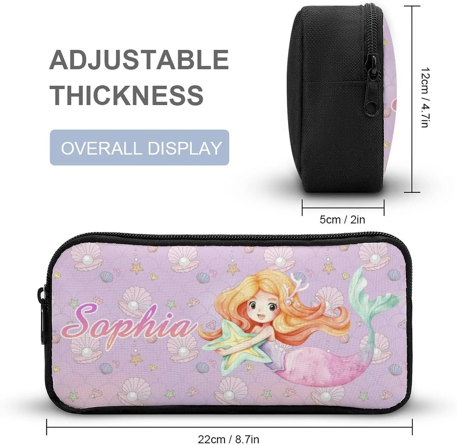Artsadd Mermaid Backpack with Name Personalized Mermaid Gifts Mermaid Stuff Travel Laptop Backpack 3 Piece Backpack Set