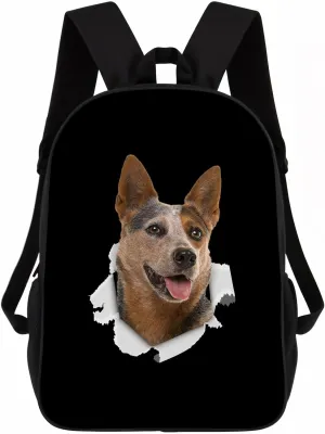 Australian Cattle Dog Backpack Daypack Lovely Dog Print Bookbag Laptop Bag For Work Travel Hiking 17 Inch Black Lightweight