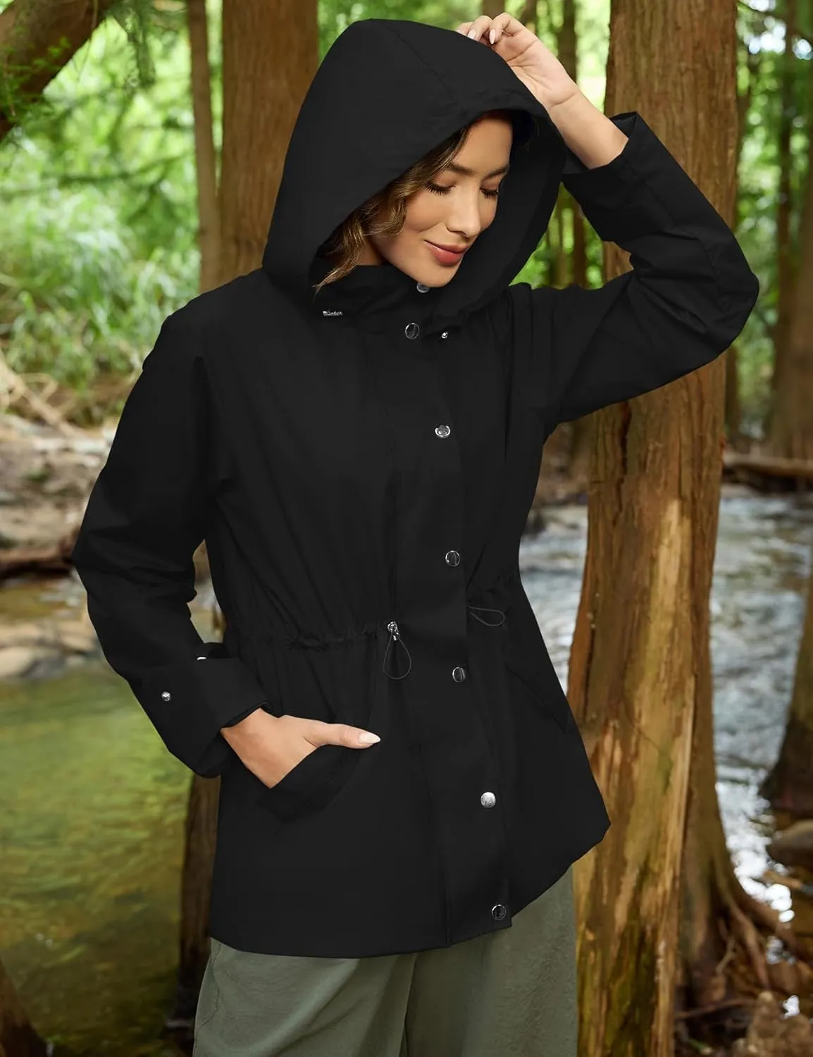 Avoogue Rain Jacket for Women Waterproof Lightweight Hooded Raincoat for Hiking Travel Outdoor