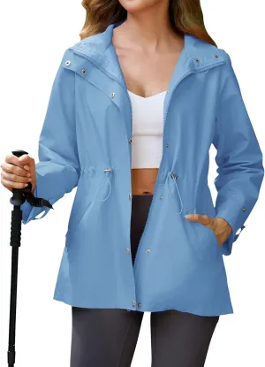 Avoogue Rain Jacket for Women Waterproof Lightweight Hooded Raincoat for Hiking Travel Outdoor