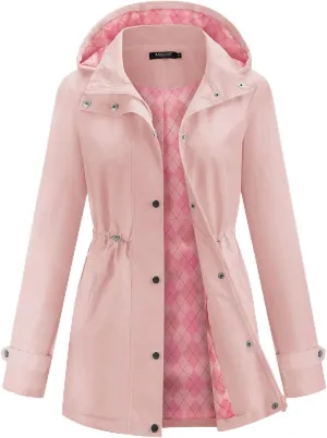 Avoogue Rain Jacket for Women Waterproof Lightweight Hooded Raincoat for Hiking Travel Outdoor
