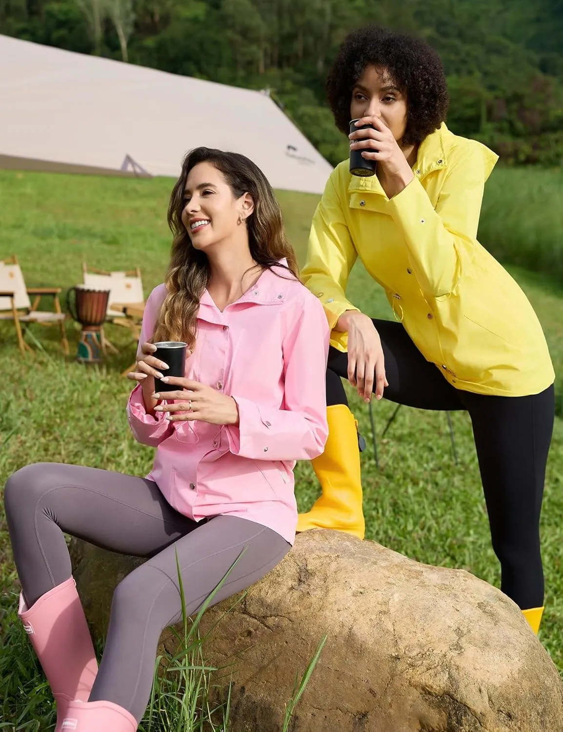 Avoogue Rain Jacket for Women Waterproof Lightweight Hooded Raincoat for Hiking Travel Outdoor
