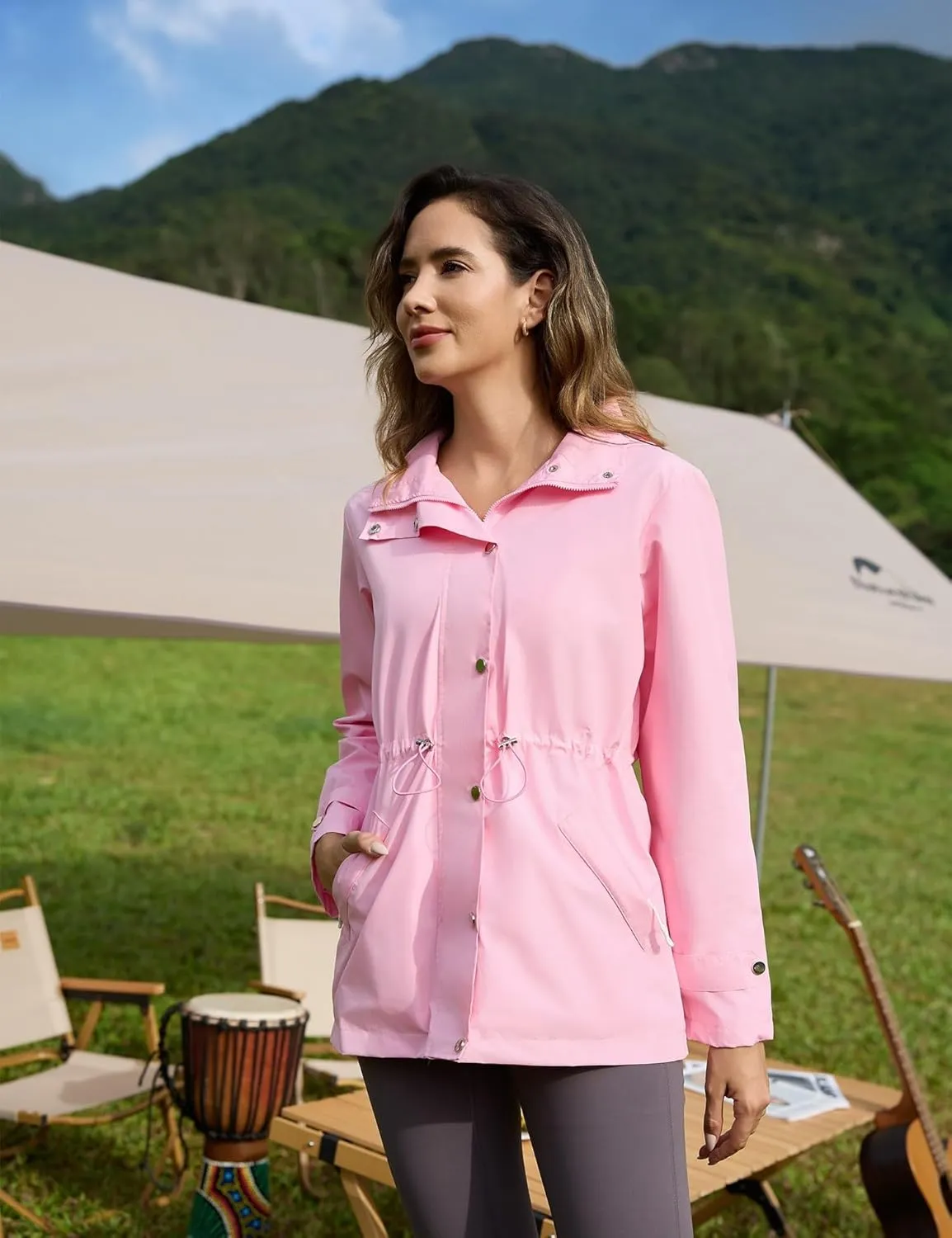 Avoogue Rain Jacket for Women Waterproof Lightweight Hooded Raincoat for Hiking Travel Outdoor