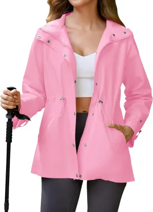 Avoogue Rain Jacket for Women Waterproof Lightweight Hooded Raincoat for Hiking Travel Outdoor