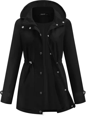 Avoogue Rain Jacket for Women Waterproof Lightweight Hooded Raincoat for Hiking Travel Outdoor