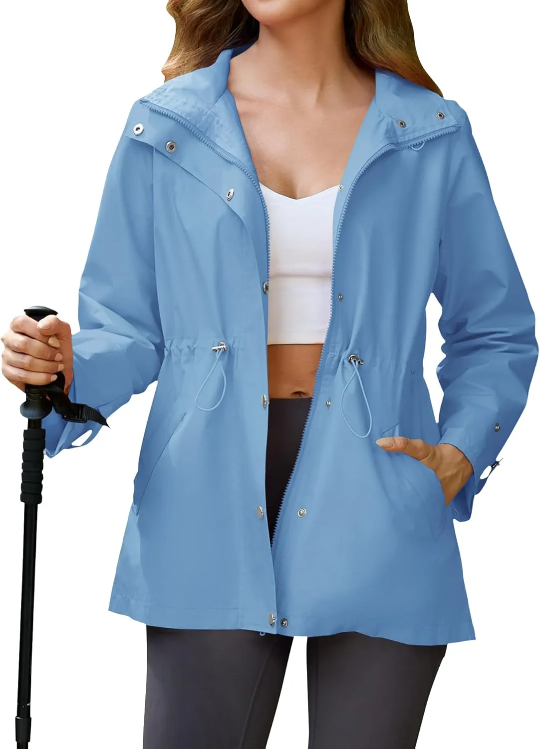 Avoogue Rain Jacket for Women Waterproof Lightweight Hooded Raincoat for Hiking Travel Outdoor