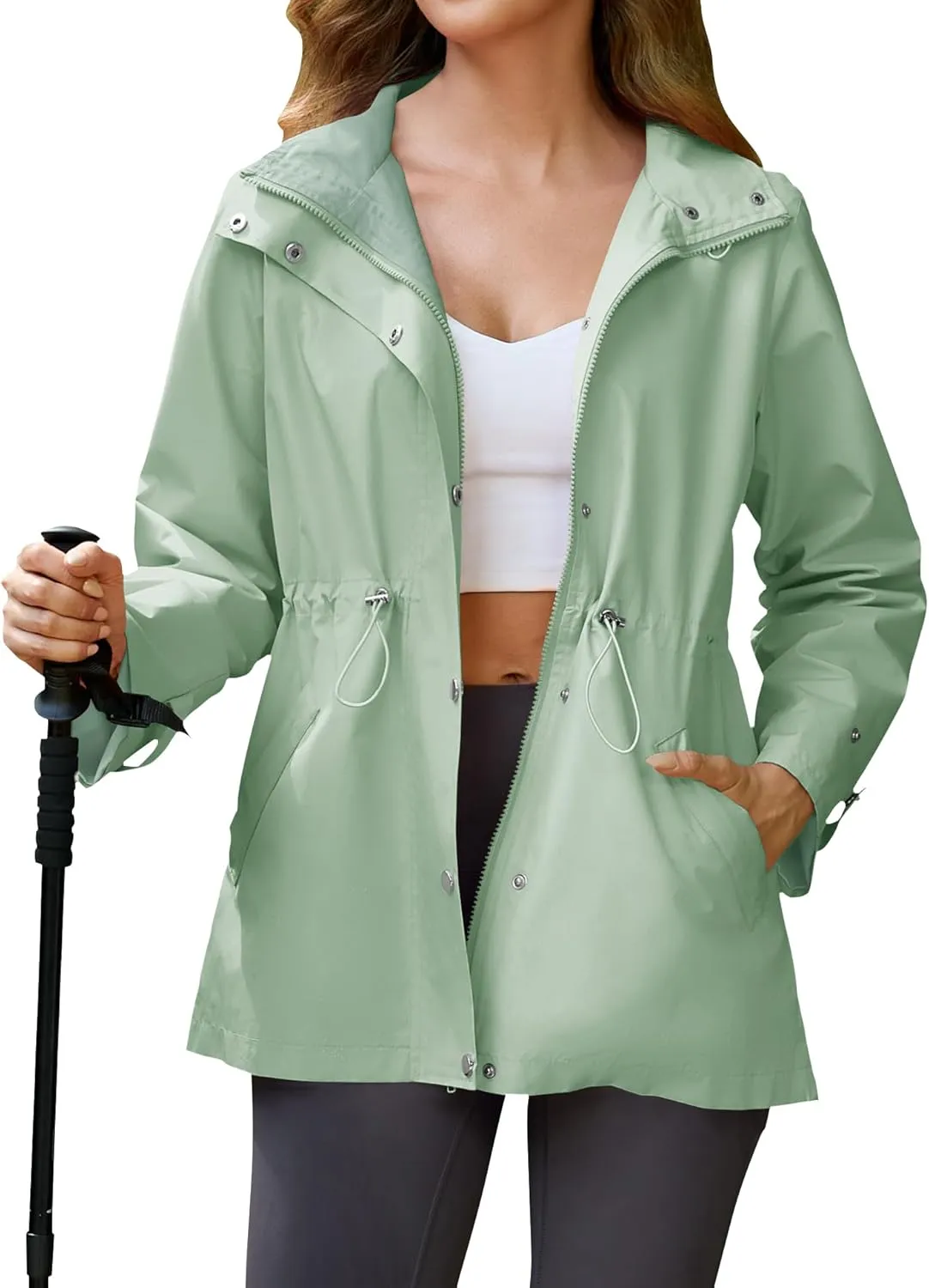 Avoogue Rain Jacket for Women Waterproof Lightweight Hooded Raincoat for Hiking Travel Outdoor
