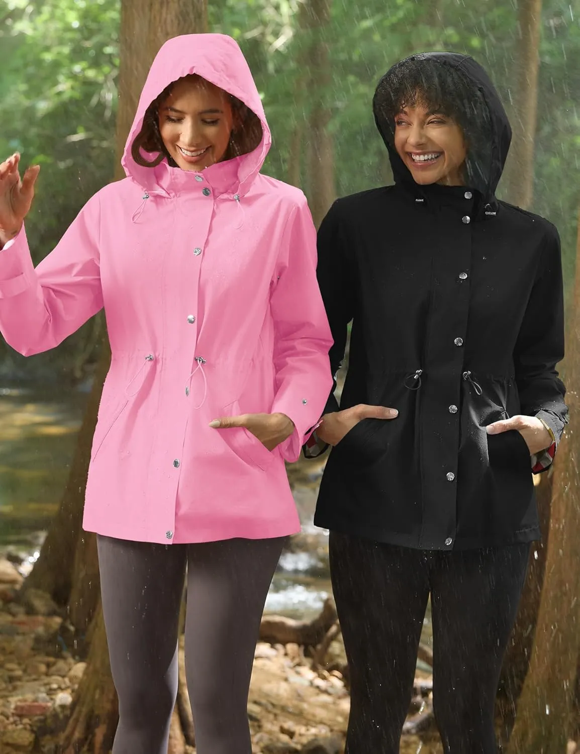 Avoogue Rain Jacket for Women Waterproof Lightweight Hooded Raincoat for Hiking Travel Outdoor