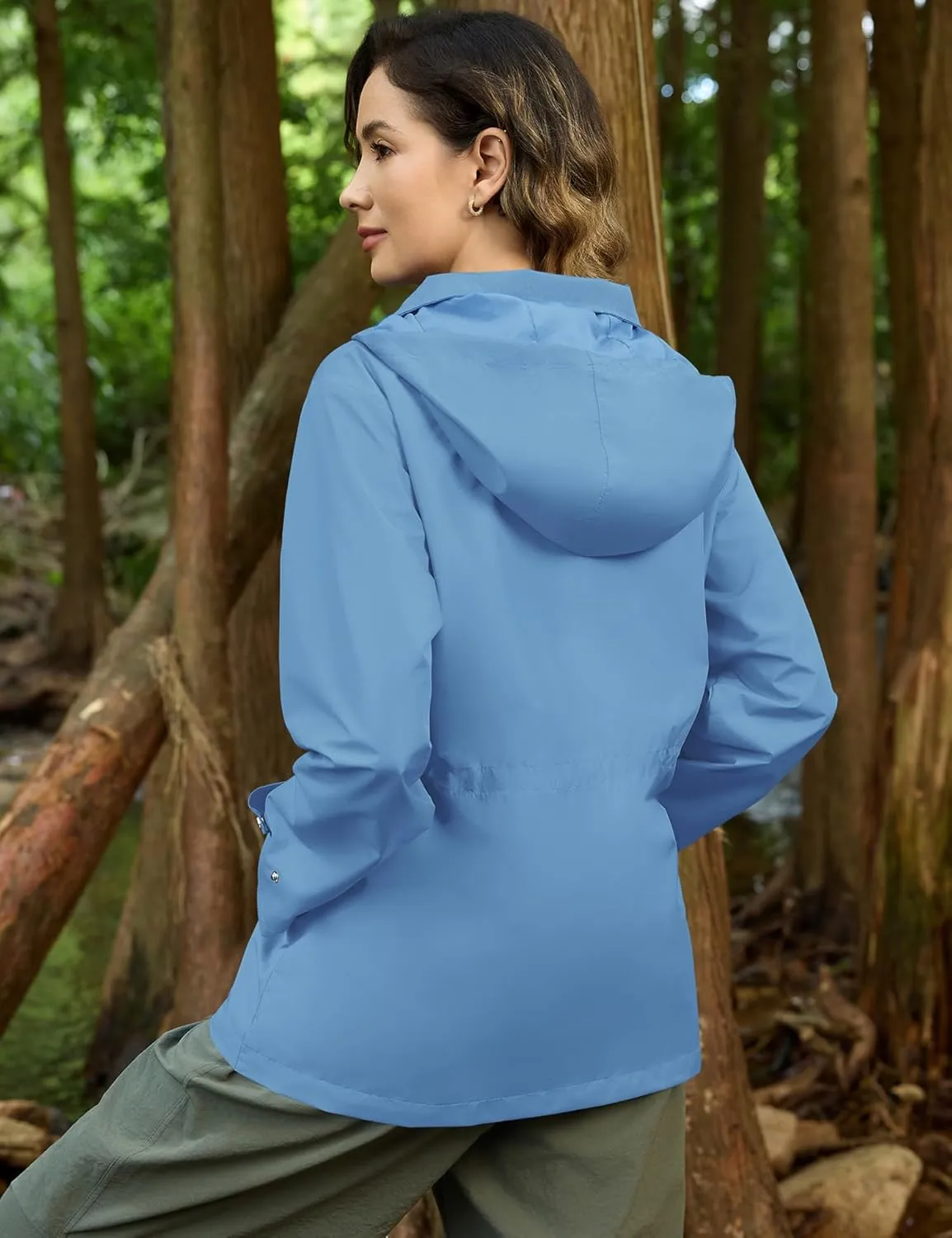 Avoogue Rain Jacket for Women Waterproof Lightweight Hooded Raincoat for Hiking Travel Outdoor