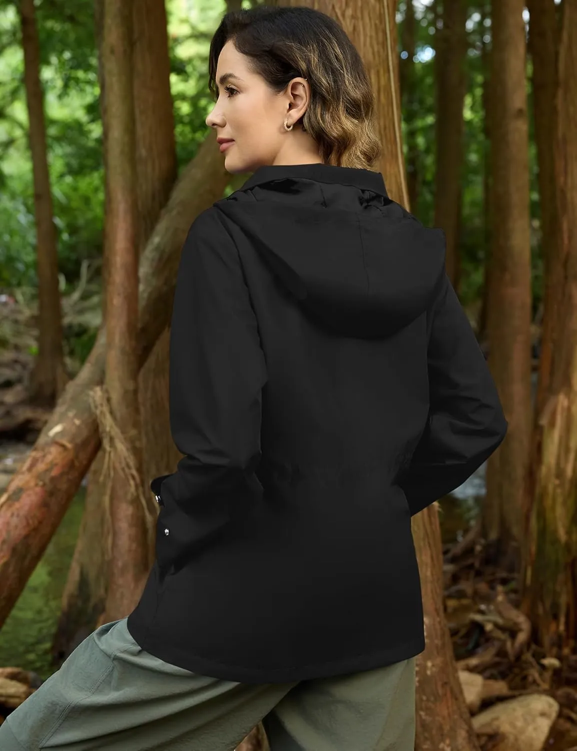 Avoogue Rain Jacket for Women Waterproof Lightweight Hooded Raincoat for Hiking Travel Outdoor