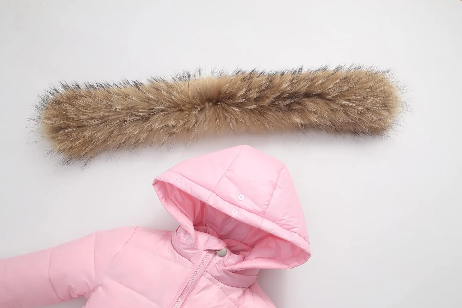 Baby Snowsuit Infant Baby Boys Girls Romper Winter Down Jacket Hooded Outwear Toddler Jumpsuit, Pink 12-15 Months