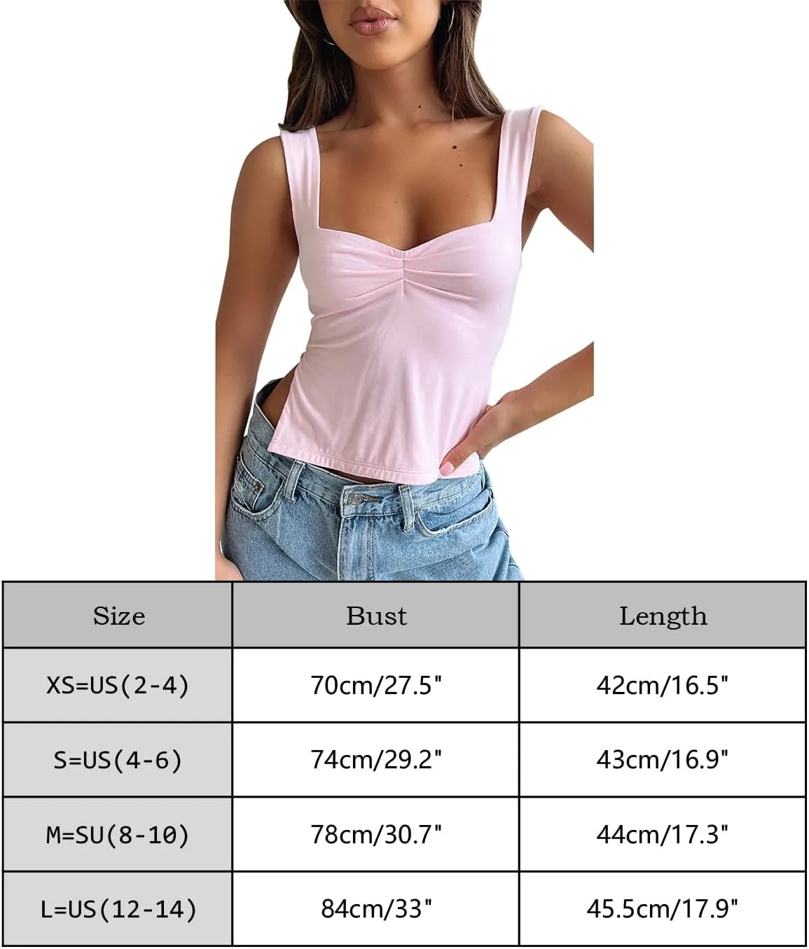BAIGRAM Womens Sleeveless Slim Crop Tank Top Sexy Pleated Bustier Sweetheart Neck Strappy Slits Cropped Vest Cami