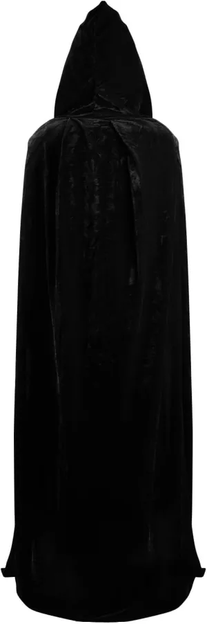 Balana 150cm Hooded Cloak Unisex Adult Cloak with Hood Halloween Christmas Velvet Hooded Cape Cosplay Costume, Wizard Cloak, for Women Men Black