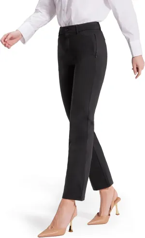 Bamans Work Pants Women Straight Leg Dress Pants Business High Waisted Black Trousers Casual Office Ladies Slacks