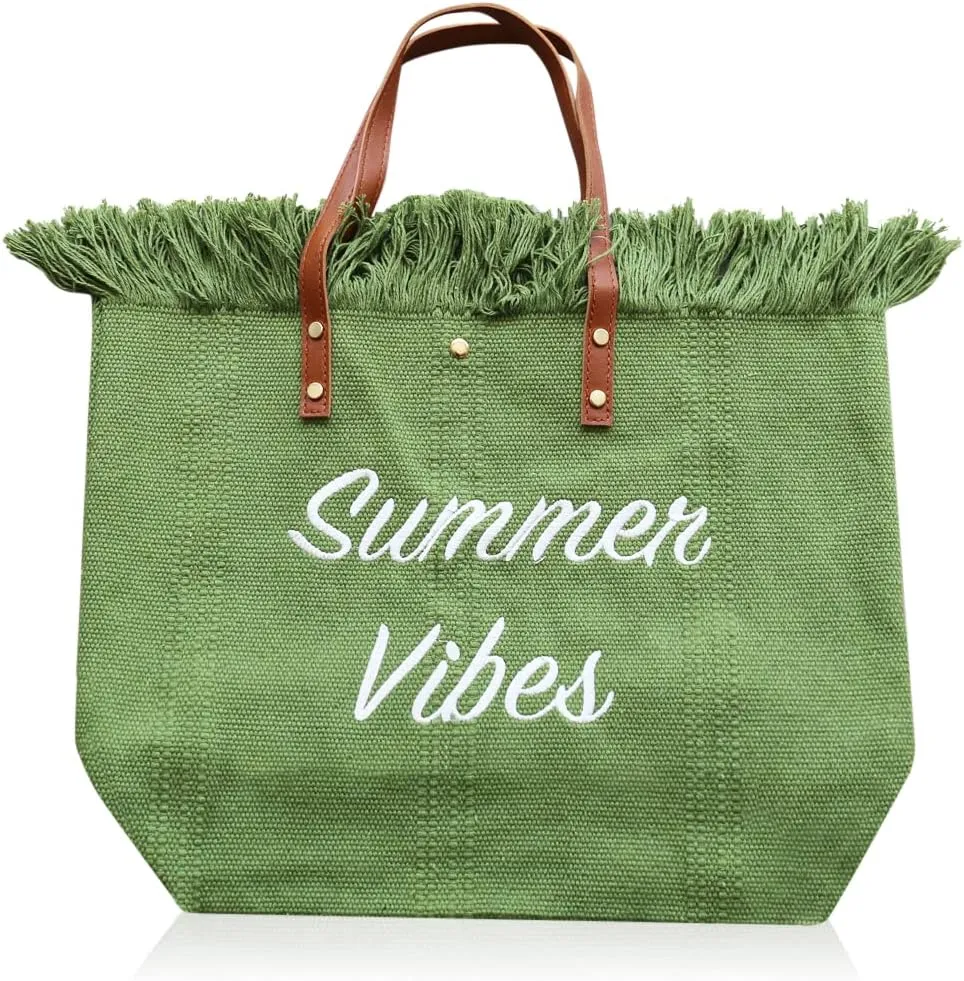 Beach Bag Straw Fringe Summer Shopper Travel Tote Large Weekend Handbag