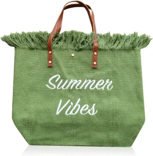 Beach Bag Straw Fringe Summer Shopper Travel Tote Large Weekend Handbag