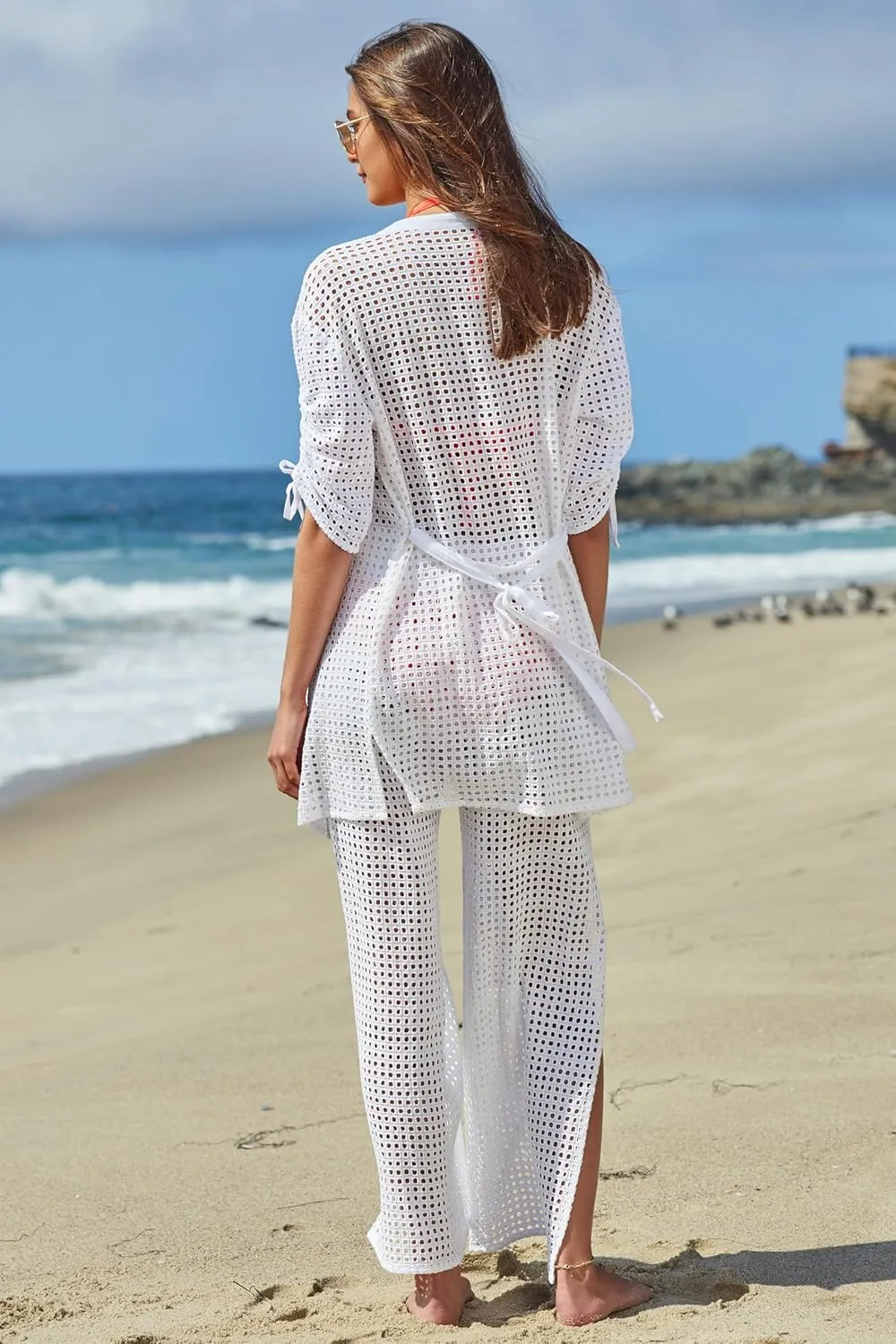 BECCA womens Gauzy & Mesh Pants, Casual, High Side Slits, Beach Cover Ups for Women