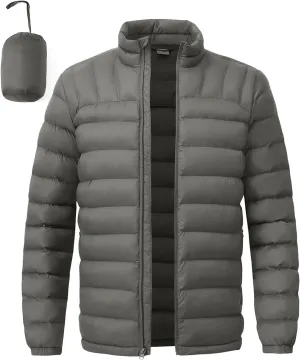 BGOWATU Men's Lightweight Packable Puffer Jacket Warm Winter Jacket for Men Down Alternative Puffy Coat