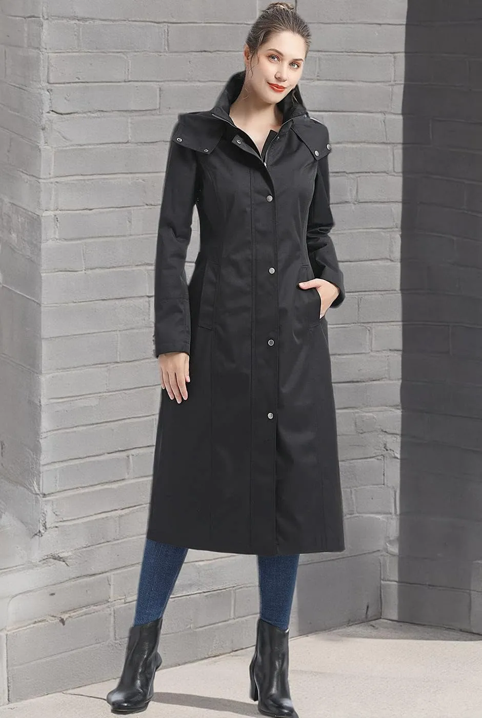 BGSD Women Kathy Waterproof Hooded Long Rain Coat - Regular & Plus Size