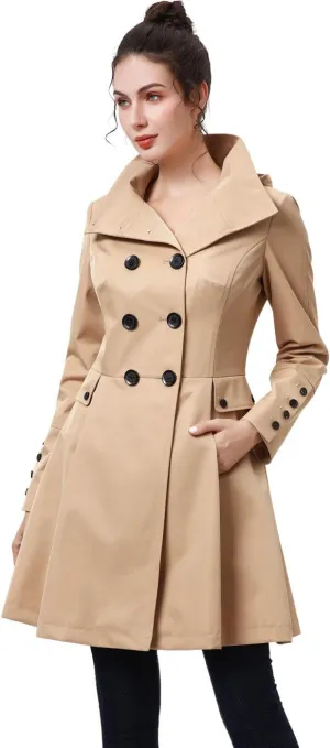 BGSD Women Kayla Waterproof Hooded Mid Length Trench Coat - Regular & Plus Size