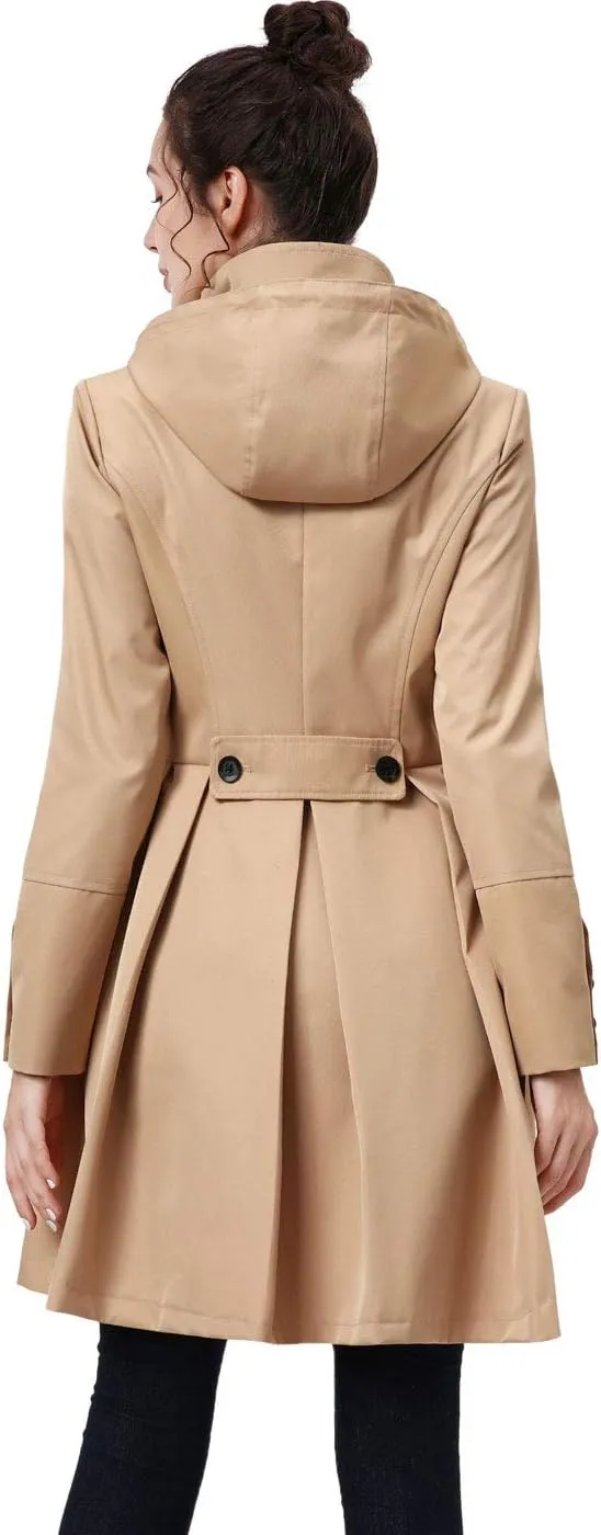 BGSD Women Kayla Waterproof Hooded Mid Length Trench Coat - Regular & Plus Size