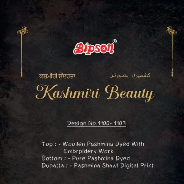 Bipson Fashion Launched Kashmiri Beauty Pashmina Printed Embroidery Work Fancy Designer Salwar Kameez
