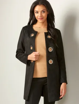 Black Faux Suede Coat