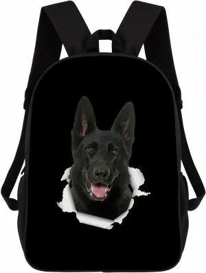 Black German Shepherd Dog Backpack Daypack Lovely Dog Print Bookbag Laptop Bag For Work Travel Hiking 17 Inch Black Lightweight Style 1