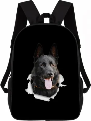 Black German Shepherd Dog Backpack Daypack Lovely Dog Print Bookbag Laptop Bag For Work Travel Hiking 17 Inch Black Lightweight