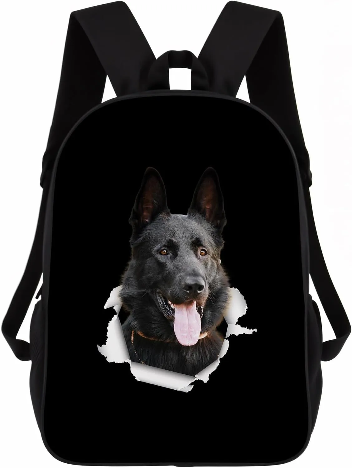 Black German Shepherd Dog Backpack Daypack Lovely Dog Print Bookbag Laptop Bag For Work Travel Hiking 17 Inch Black Lightweight