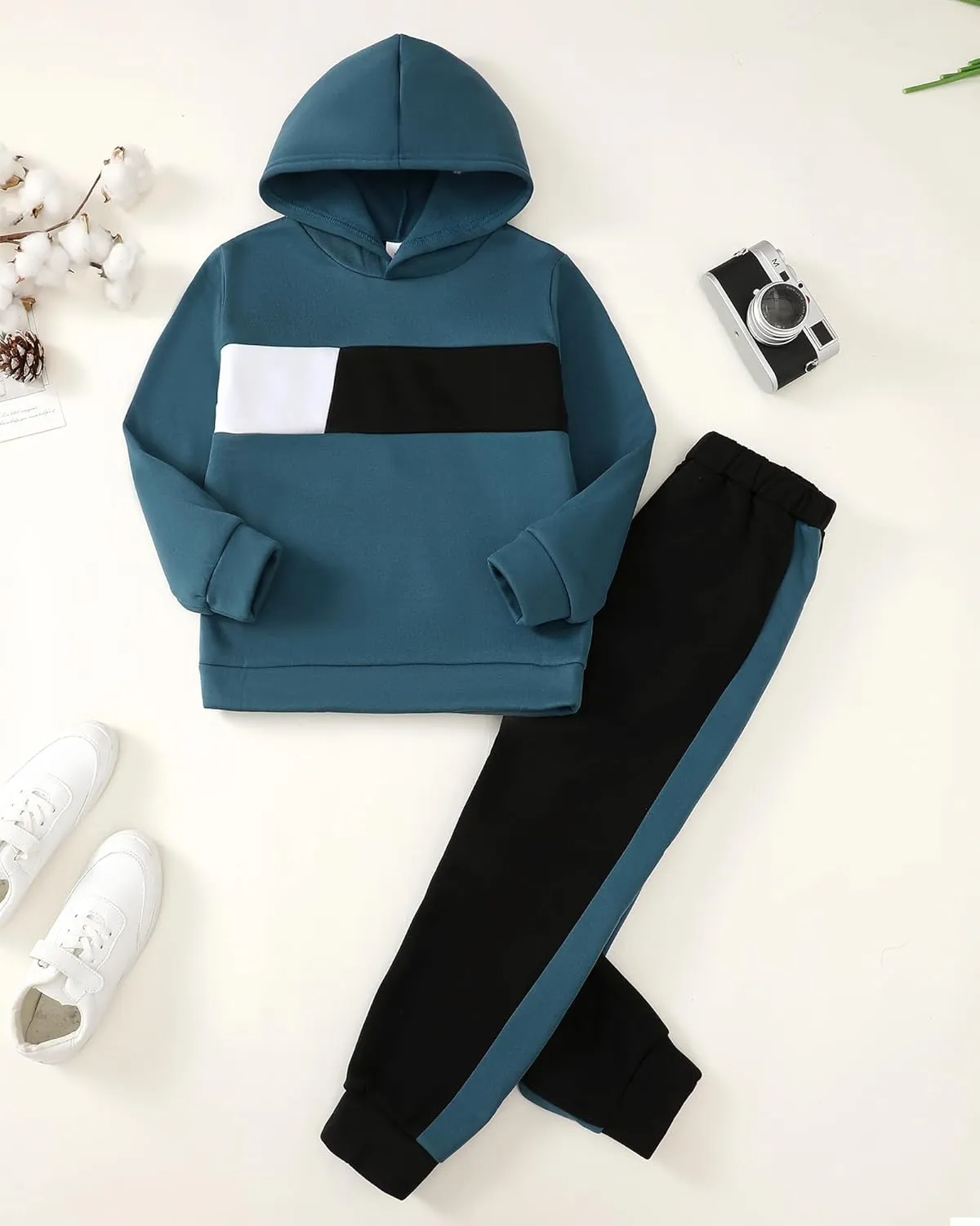 Boy Clothes Kids Boys Fall Winter Outfits Long Sleeve Fleece Hooded Tracksuit Sweatshirt Tops Jogging Sweatpants