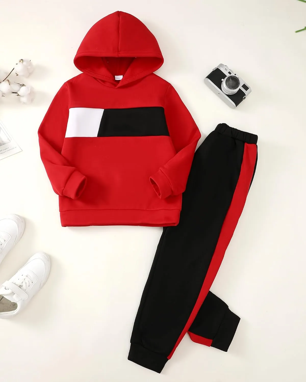 Boy Clothes Kids Boys Fall Winter Outfits Long Sleeve Fleece Hooded Tracksuit Sweatshirt Tops Jogging Sweatpants