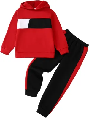 Boy Clothes Kids Boys Fall Winter Outfits Long Sleeve Fleece Hooded Tracksuit Sweatshirt Tops Jogging Sweatpants