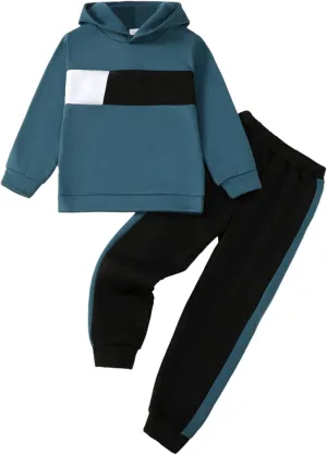 Boy Clothes Kids Boys Fall Winter Outfits Long Sleeve Fleece Hooded Tracksuit Sweatshirt Tops Jogging Sweatpants