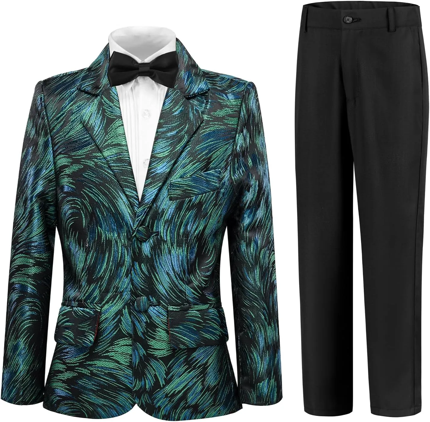 Boy Suits Formal Tuxedo Wedding Prom Suit for Teens Boys Jacquard Suits 3 Piece Blazer Jacket Pants Set with Bow Tie 2t-20