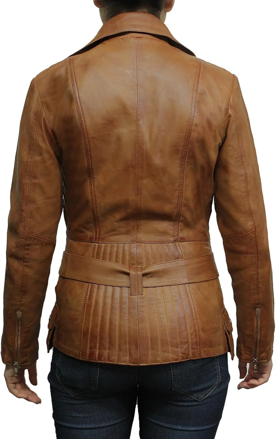 BRANDSLOCK Womens Classic Leather Biker Jacket Genuine Skin