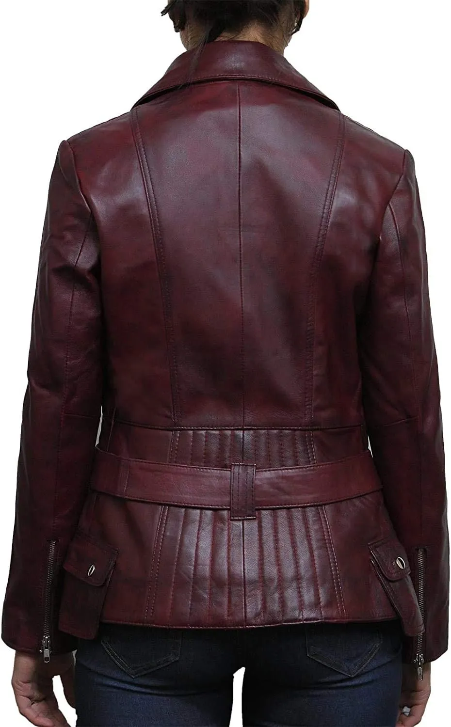 BRANDSLOCK Womens Classic Leather Biker Jacket Genuine Skin
