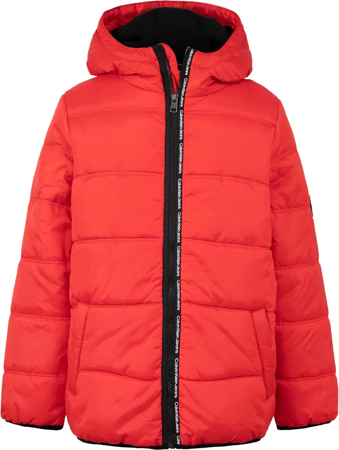 Calvin Klein Boys' Heavy Weight Hooded Bubble Jacket with Polar Fleece Lining