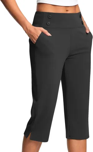 Capri Pants for Women High Waist Stretch Crop Work Casual Pant Summer Golf Capris Pants for Women with Pockets