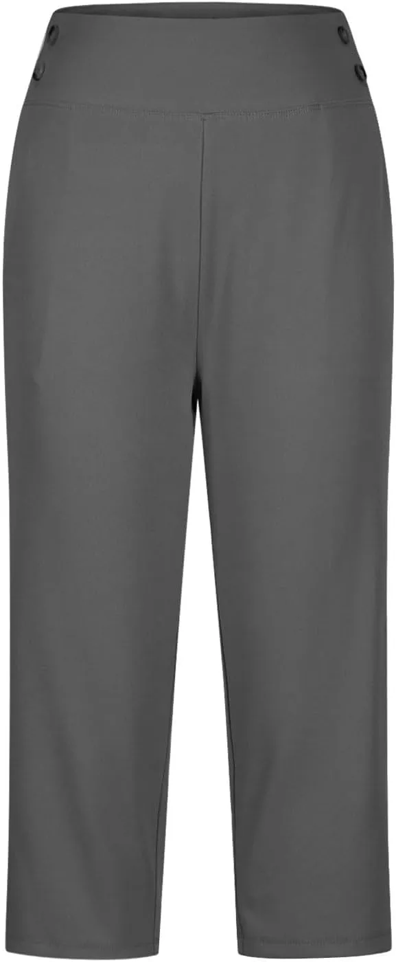 Capri Pants for Women High Waist Stretch Crop Work Casual Pant Summer Golf Capris Pants for Women with Pockets